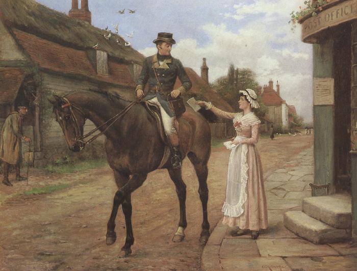 George goodwin kilburne Collecting the Post (mk37) oil painting picture